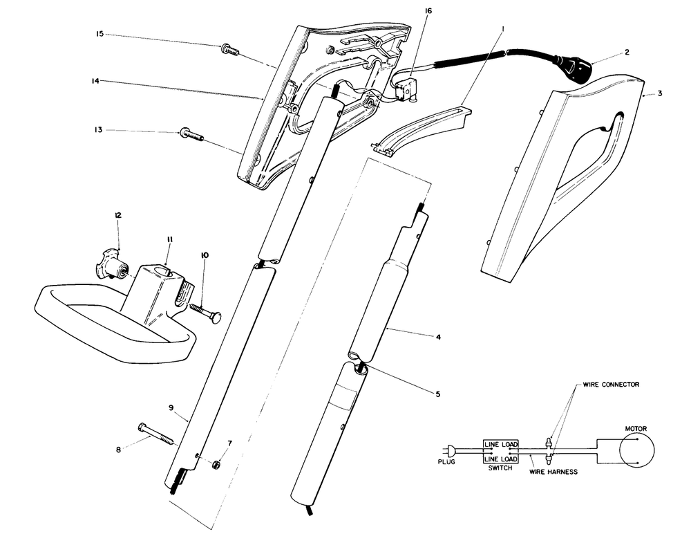 Handle Assembly Diagram and Parts List for 51255 0000001 - 0999999 Lawn Boy Trimmer
